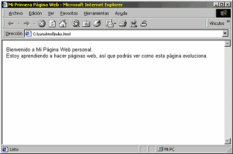 Resultado de Nuestra Primera Página Web